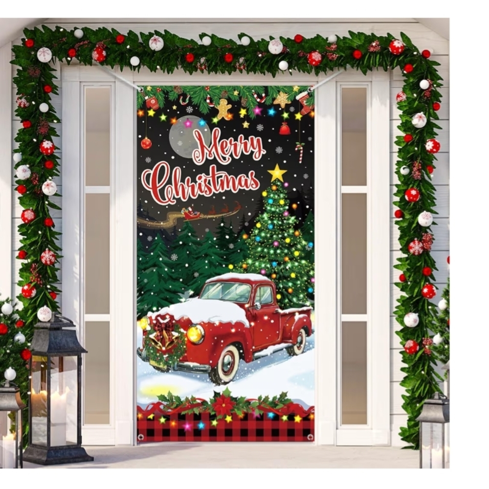New Reusable Christmas Door Banner / Wall Decor Banner For Indoor And Outdoor Us